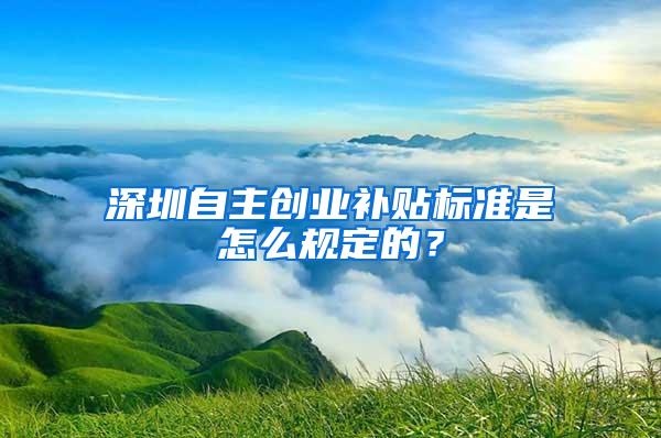 深圳自主创业补贴标准是怎么规定的？