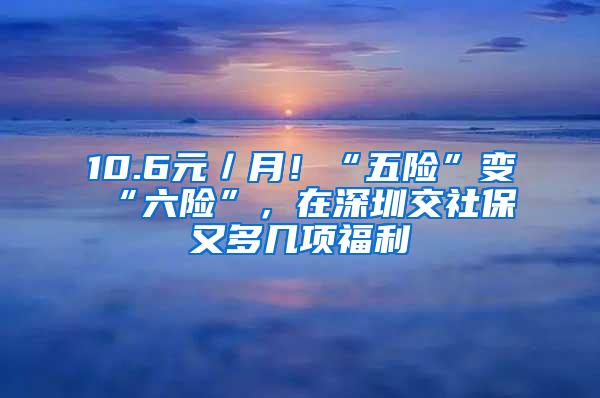 10.6元／月！“五险”变“六险”，在深圳交社保又多几项福利