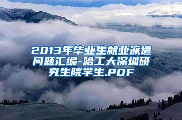 2013年毕业生就业派遣问题汇编-哈工大深圳研究生院学生.PDF