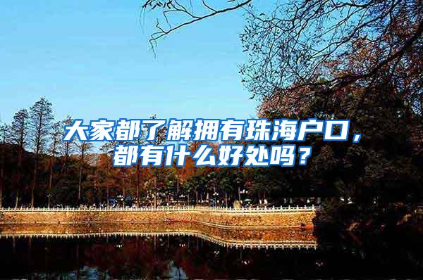 大家都了解拥有珠海户口，都有什么好处吗？