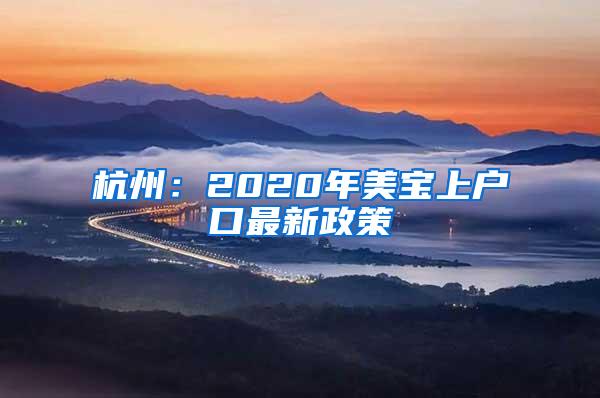 杭州：2020年美宝上户口最新政策