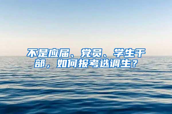 不是应届、党员、学生干部，如何报考选调生？