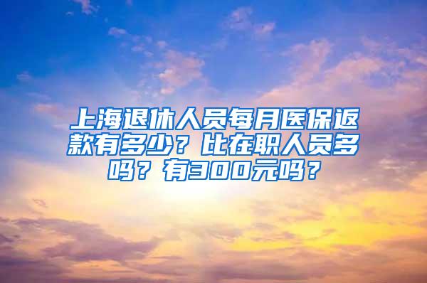 上海退休人员每月医保返款有多少？比在职人员多吗？有300元吗？