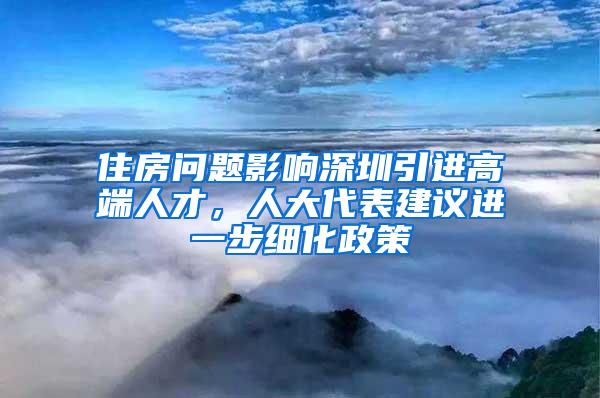 住房问题影响深圳引进高端人才，人大代表建议进一步细化政策