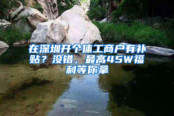 在深圳开个体工商户有补贴？没错，最高45W福利等你拿