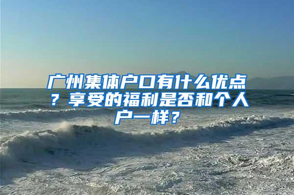 广州集体户口有什么优点？享受的福利是否和个人户一样？