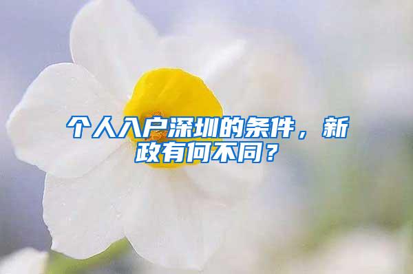 个人入户深圳的条件，新政有何不同？