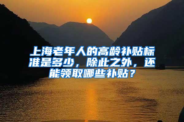 上海老年人的高龄补贴标准是多少，除此之外，还能领取哪些补贴？