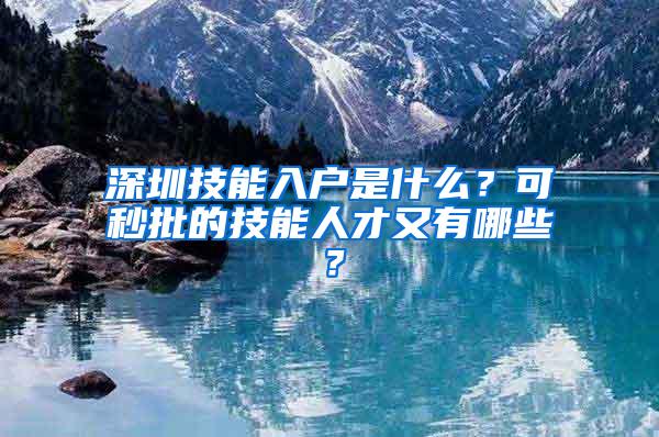 深圳技能入户是什么？可秒批的技能人才又有哪些？