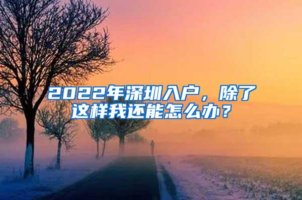 2022年深圳入户，除了这样我还能怎么办？