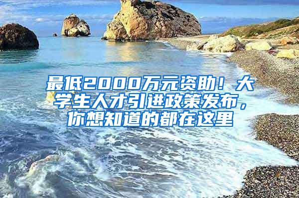 最低2000万元资助！大学生人才引进政策发布，你想知道的都在这里