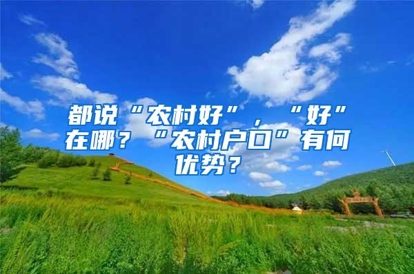 都说“农村好”，“好”在哪？“农村户口”有何优势？