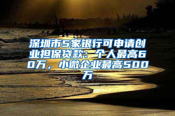 深圳市5家银行可申请创业担保贷款：个人最高60万，小微企业最高500万