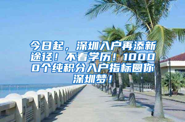 今日起，深圳入户再添新途径！不看学历！10000个纯积分入户指标圆你深圳梦！