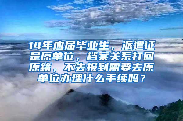 14年应届毕业生，派遣证是原单位，档案关系打回原籍，不去报到需要去原单位办理什么手续吗？