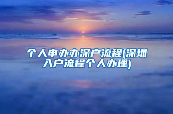 个人申办办深户流程(深圳入户流程个人办理)