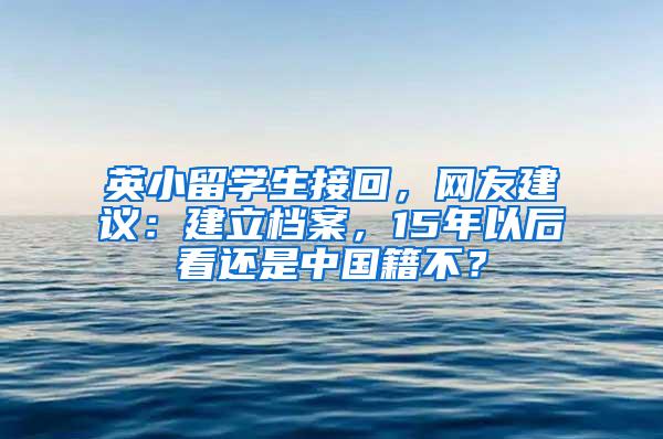 英小留学生接回，网友建议：建立档案，15年以后看还是中国籍不？