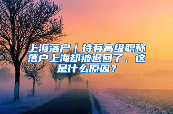 上海落户｜持有高级职称落户上海却被退回了，这是什么原因？