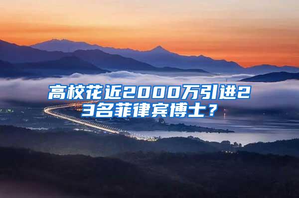 高校花近2000万引进23名菲律宾博士？