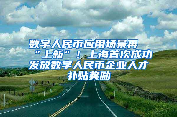 数字人民币应用场景再“上新”！上海首次成功发放数字人民币企业人才补贴奖励