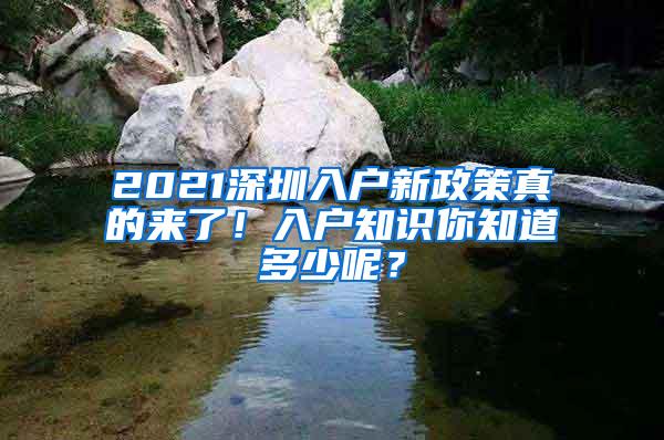 2021深圳入户新政策真的来了！入户知识你知道多少呢？