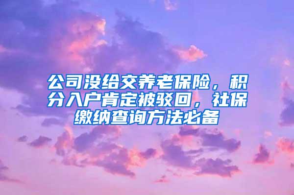 公司没给交养老保险，积分入户肯定被驳回，社保缴纳查询方法必备