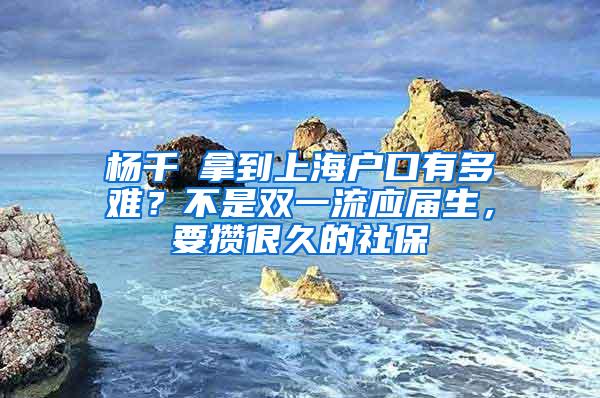 杨千嬅拿到上海户口有多难？不是双一流应届生，要攒很久的社保