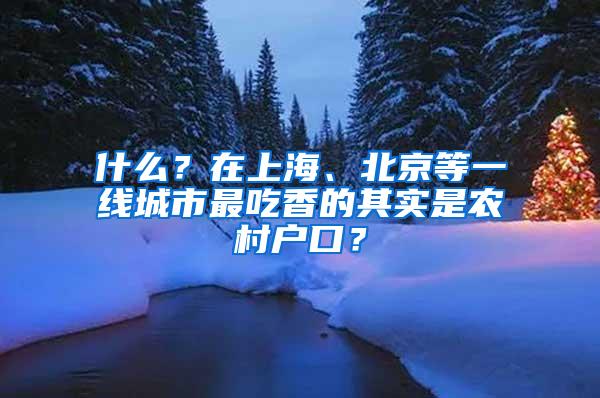 什么？在上海、北京等一线城市最吃香的其实是农村户口？