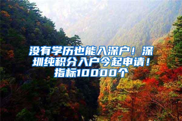 没有学历也能入深户！深圳纯积分入户今起申请！指标10000个