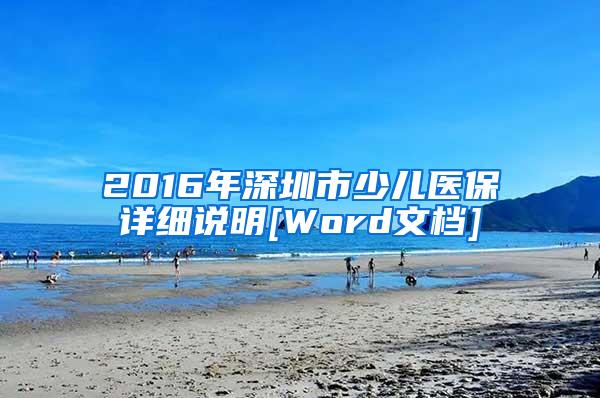 2016年深圳市少儿医保详细说明[Word文档]