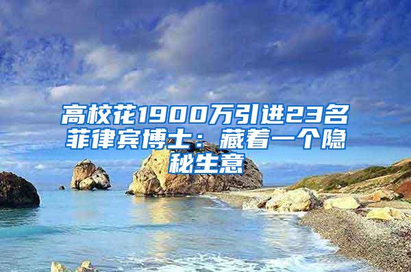 高校花1900万引进23名菲律宾博士：藏着一个隐秘生意