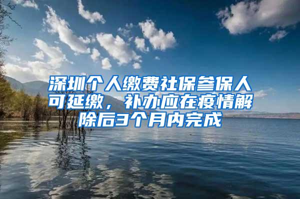 深圳个人缴费社保参保人可延缴，补办应在疫情解除后3个月内完成