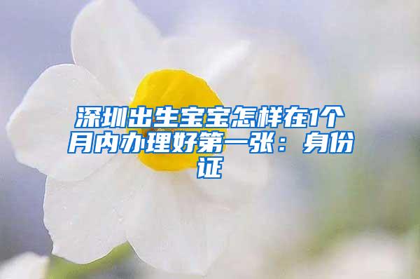 深圳出生宝宝怎样在1个月内办理好第一张：身份证