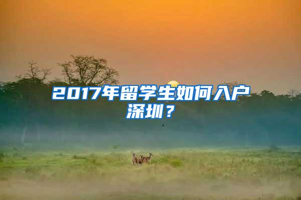 2017年留学生如何入户深圳？