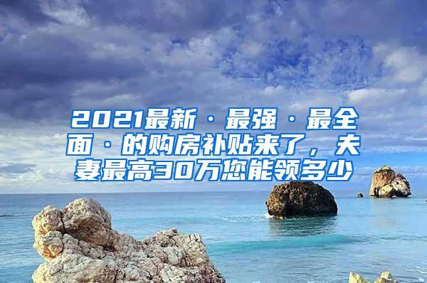 2021最新·最强·最全面·的购房补贴来了，夫妻最高30万您能领多少