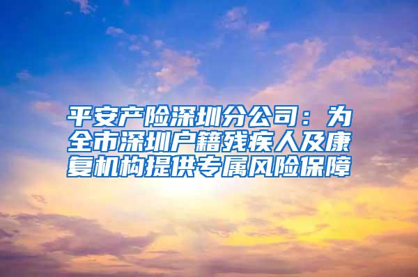 平安产险深圳分公司：为全市深圳户籍残疾人及康复机构提供专属风险保障