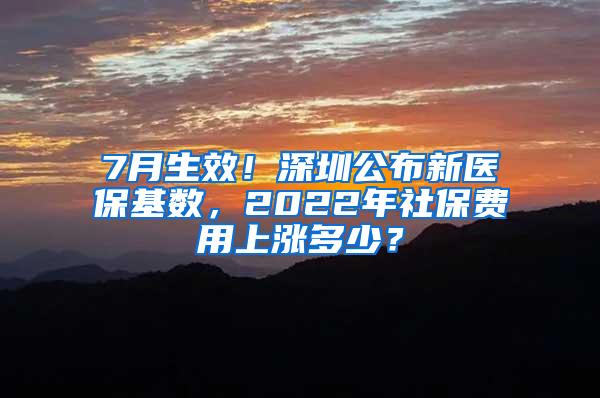 7月生效！深圳公布新医保基数，2022年社保费用上涨多少？