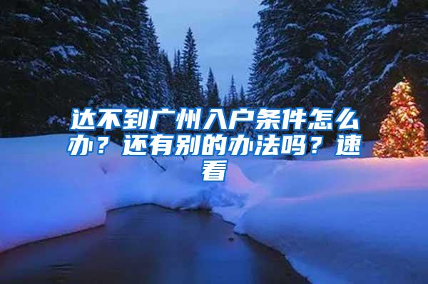 达不到广州入户条件怎么办？还有别的办法吗？速看