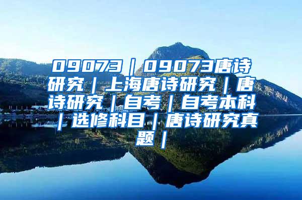 09073｜09073唐诗研究｜上海唐诗研究｜唐诗研究｜自考｜自考本科｜选修科目｜唐诗研究真题｜