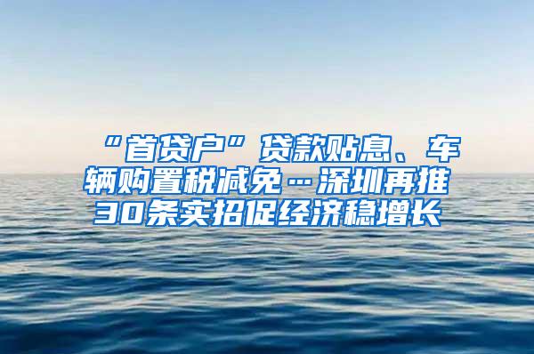 “首贷户”贷款贴息、车辆购置税减免…深圳再推30条实招促经济稳增长