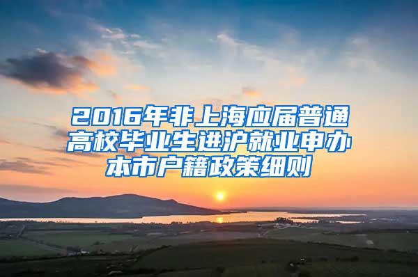 2016年非上海应届普通高校毕业生进沪就业申办本市户籍政策细则