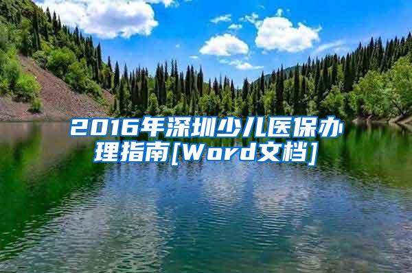 2016年深圳少儿医保办理指南[Word文档]