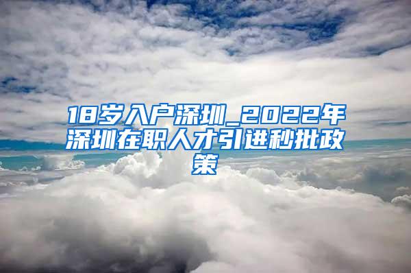 18岁入户深圳_2022年深圳在职人才引进秒批政策