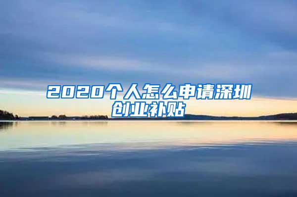 2020个人怎么申请深圳创业补贴