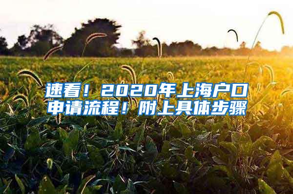 速看！2020年上海户口申请流程！附上具体步骤