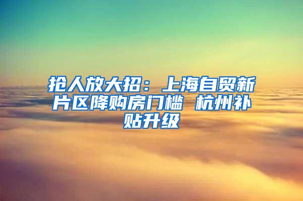 抢人放大招：上海自贸新片区降购房门槛 杭州补贴升级