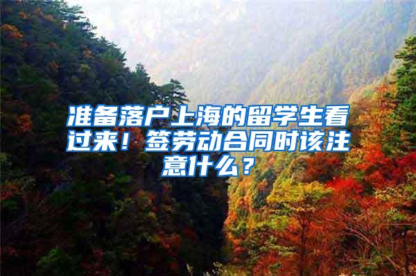 准备落户上海的留学生看过来！签劳动合同时该注意什么？