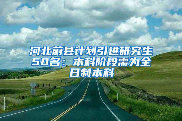 河北蔚县计划引进研究生50名：本科阶段需为全日制本科