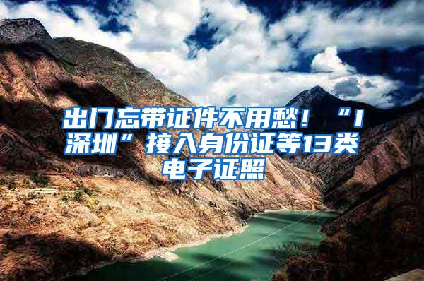 出门忘带证件不用愁！“i深圳”接入身份证等13类电子证照