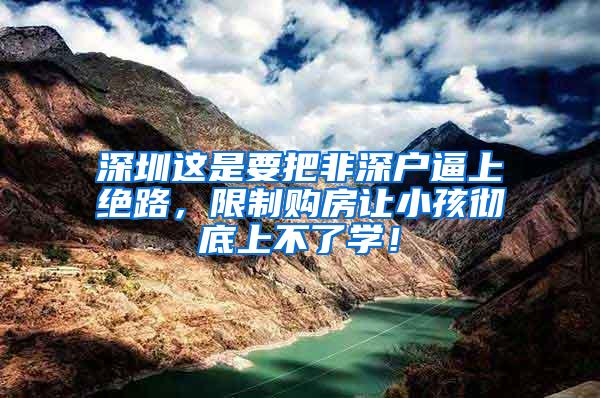 深圳这是要把非深户逼上绝路，限制购房让小孩彻底上不了学！